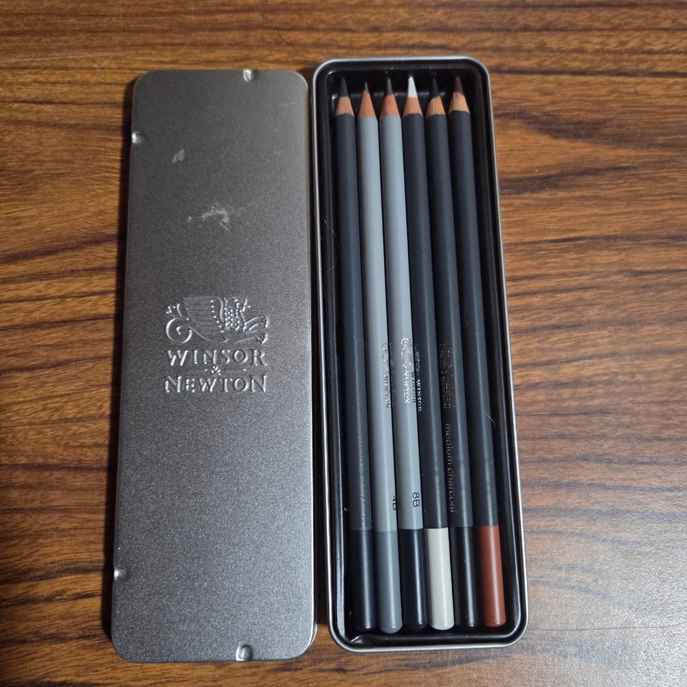 Winsor & Newton Drawing Pencil Set in Embossed Metal Tin 6ct Sketching Pencils